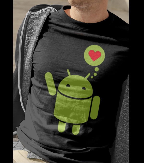 Android Robot With Heart Bubble Expression T-Shirt