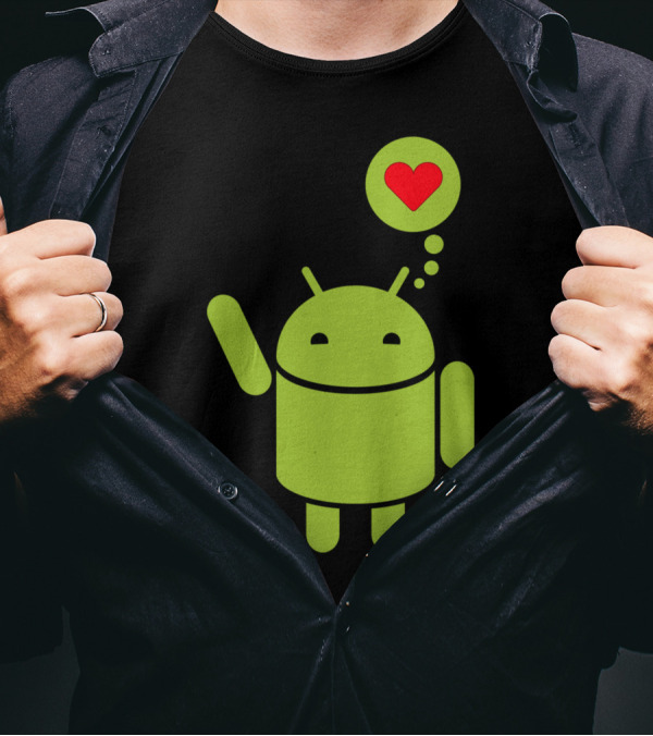 Android Robot With Heart Bubble Expression T-Shirt