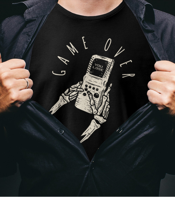 GAME OVER YOU LOSE SKELETON HANDS HANDHELD GAMING DEVICE T-Shirt