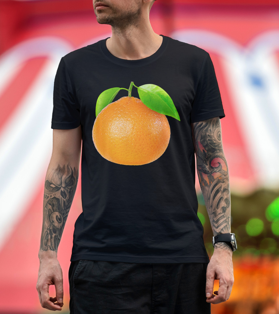 Clementine Sti Orange Fruit with Green Leaves T-Shirt