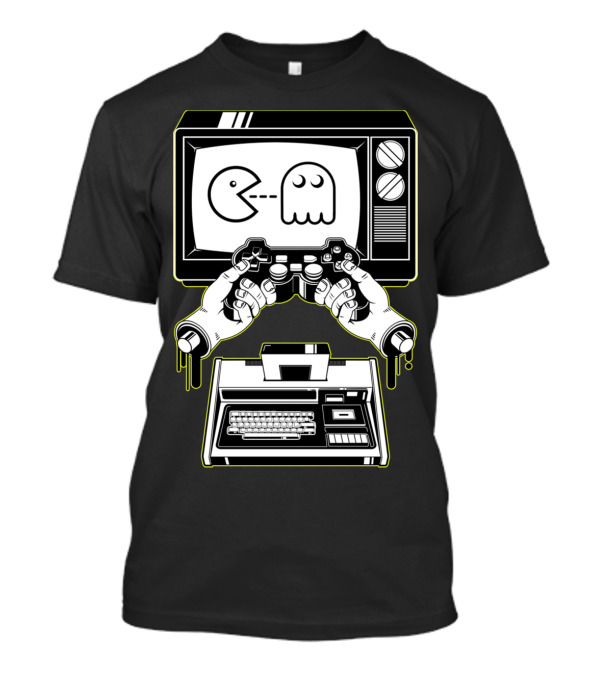 Joystick Division Retro Gaming Mashup Pac-Man Ghost Console Controller Fusion T-Shirt