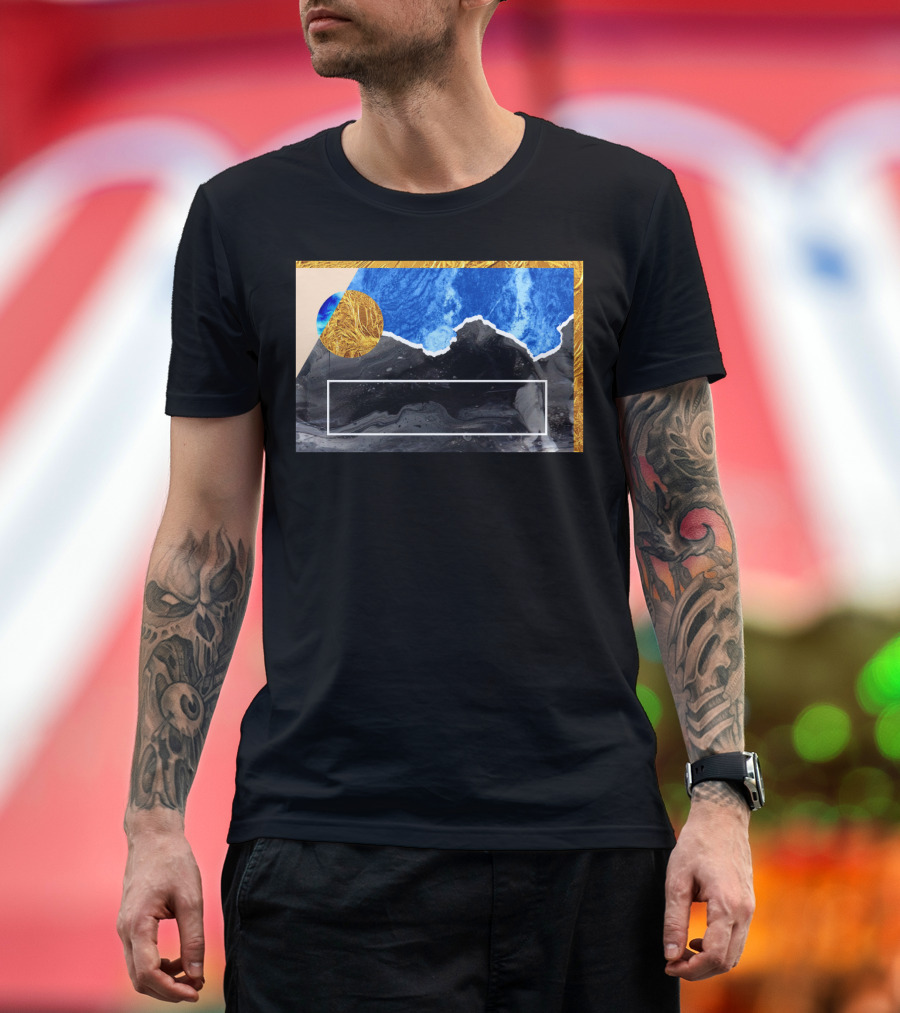 Global Warming Abstract Earth Elements Blue Gold Marble Effect T-Shirt