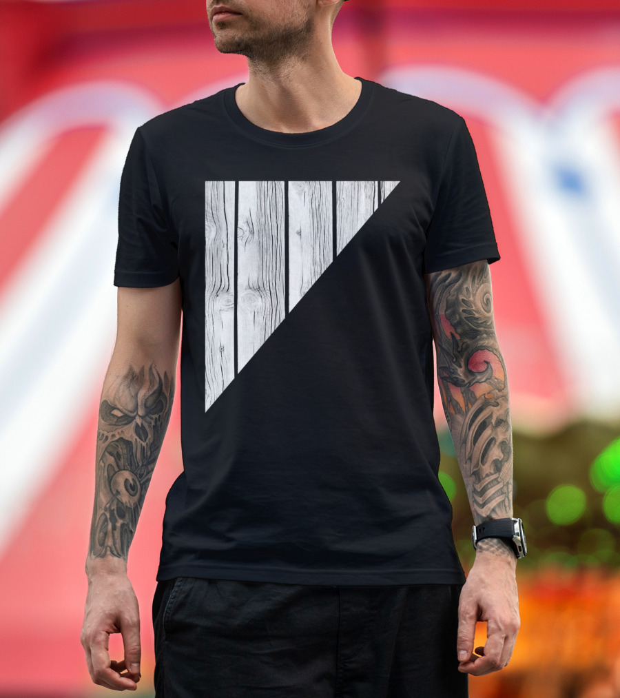 Black And White Triangular Wood T-Shirt