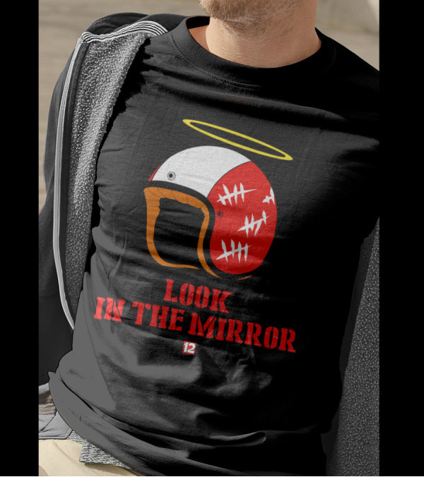 Look In The Mirror Racing Helmet Halo Number 12 T-Shirt