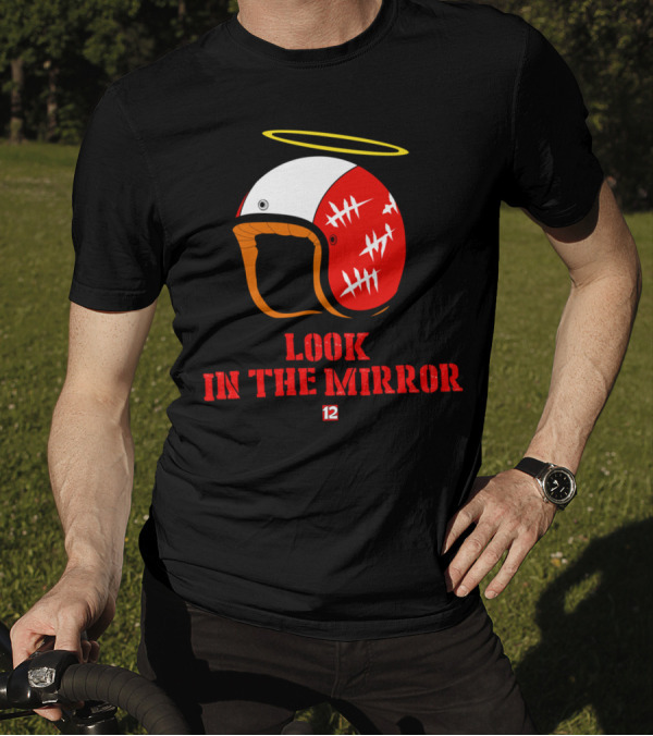 Look In The Mirror Racing Helmet Halo Number 12 T-Shirt