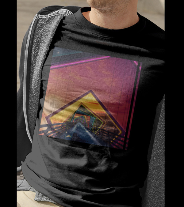 The Rainbow Bridge Of A Thousand Fractal Pathways Through Sunset Geometric Illusions T-Shirt
