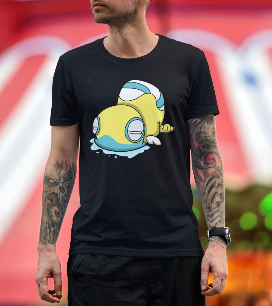 Drooly Sleepy Yellow Striped Snake Slug Creature T-Shirt