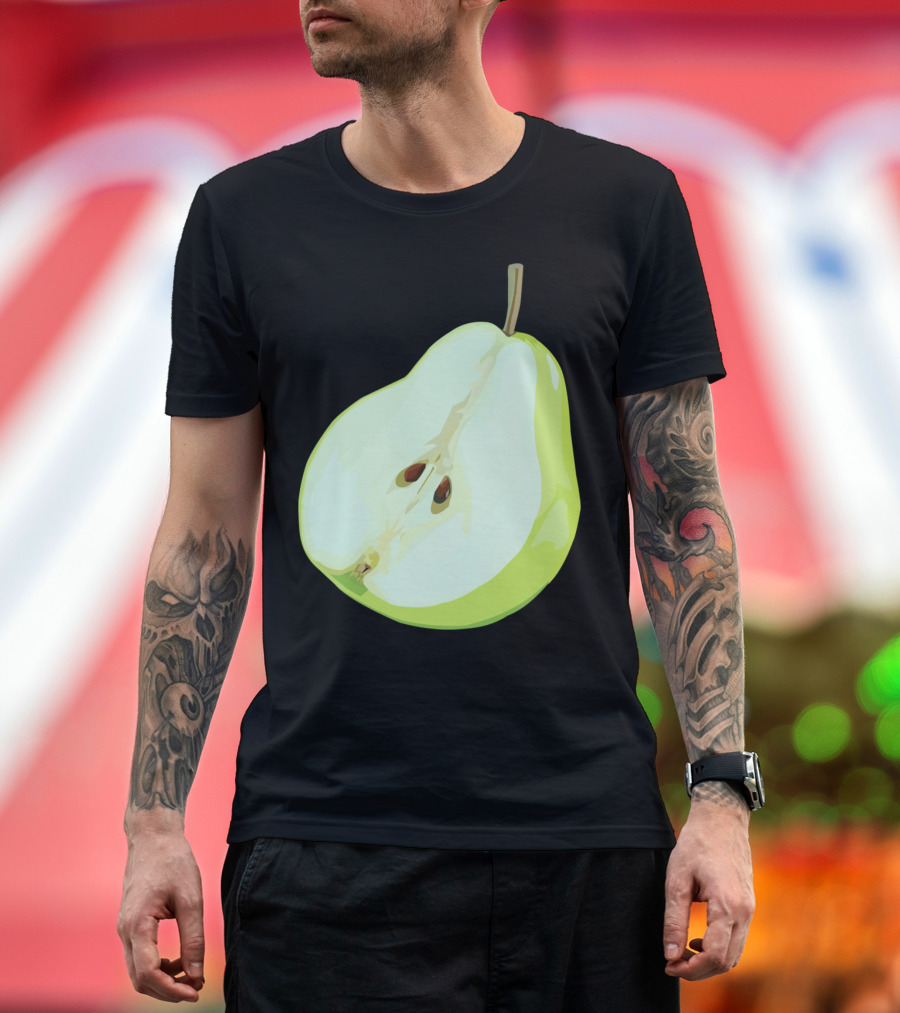 Green Pear Halved Slice Fruit T-Shirt