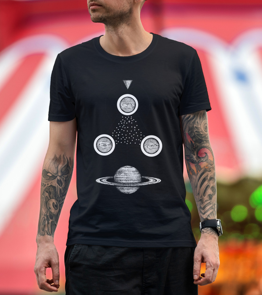 Misterium Saturnia Cosmic Alignment Triangles and Planets T-Shirt
