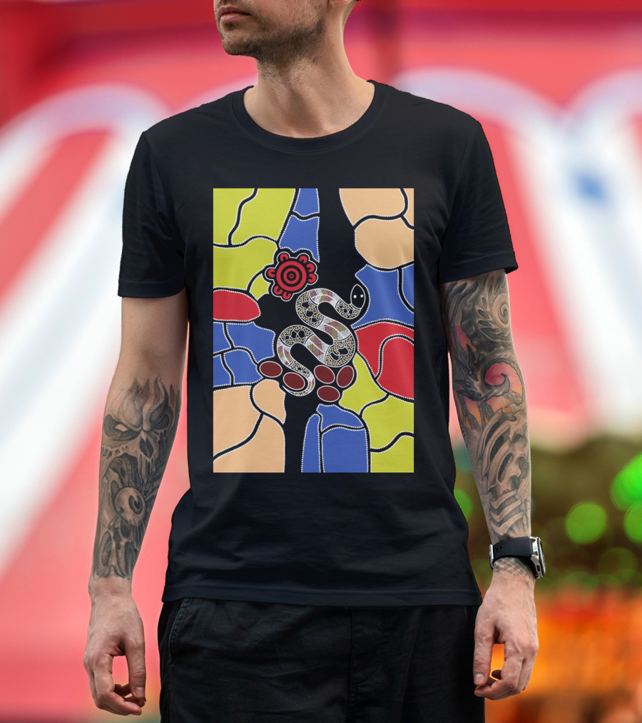 Authentic Aboriginal Art Snake Dream Aboriginal T-Shirt