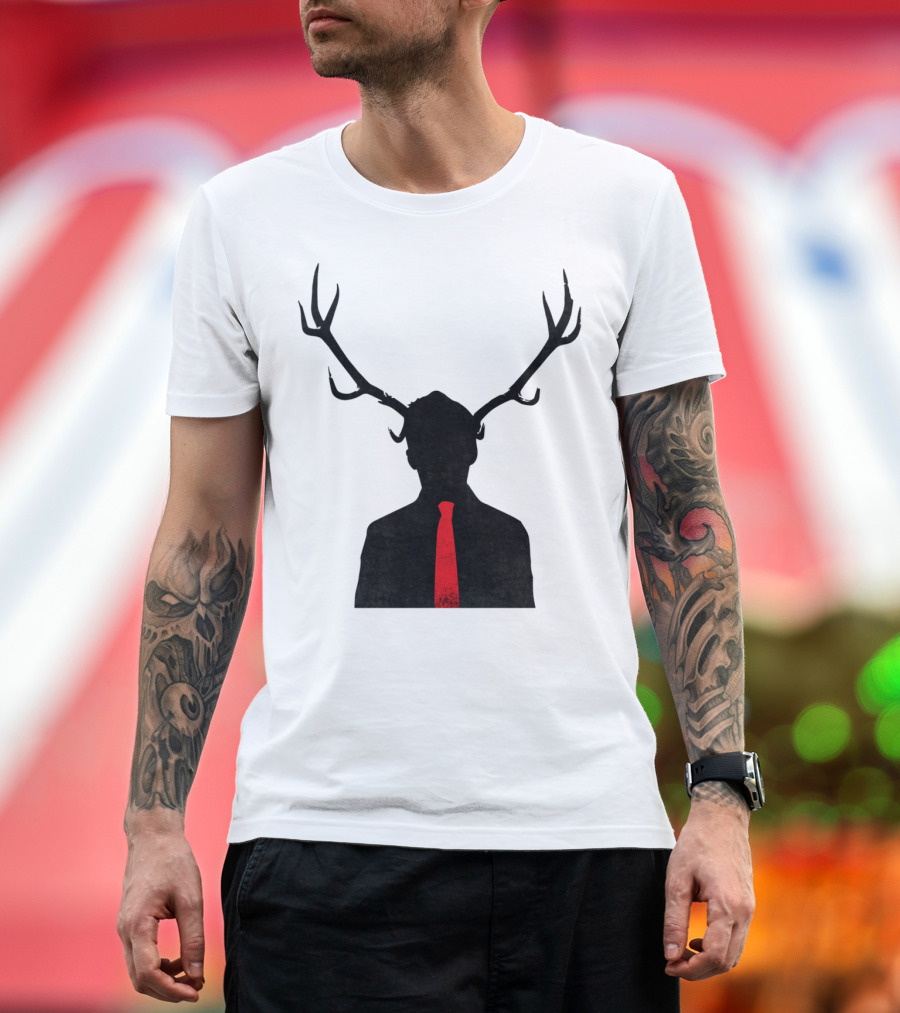 Corporate Trophy Stag Silhouette with Red Tie T-Shirt