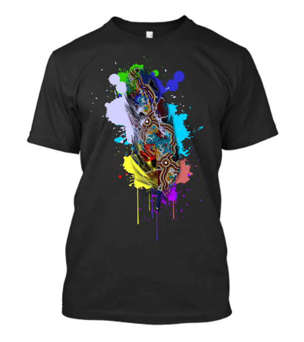 Authentic Aboriginal Art Walking The Rainbow Splash Feather T-Shirt