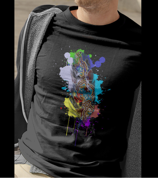 Authentic Aboriginal Art Walking The Rainbow Splash Feather T-Shirt