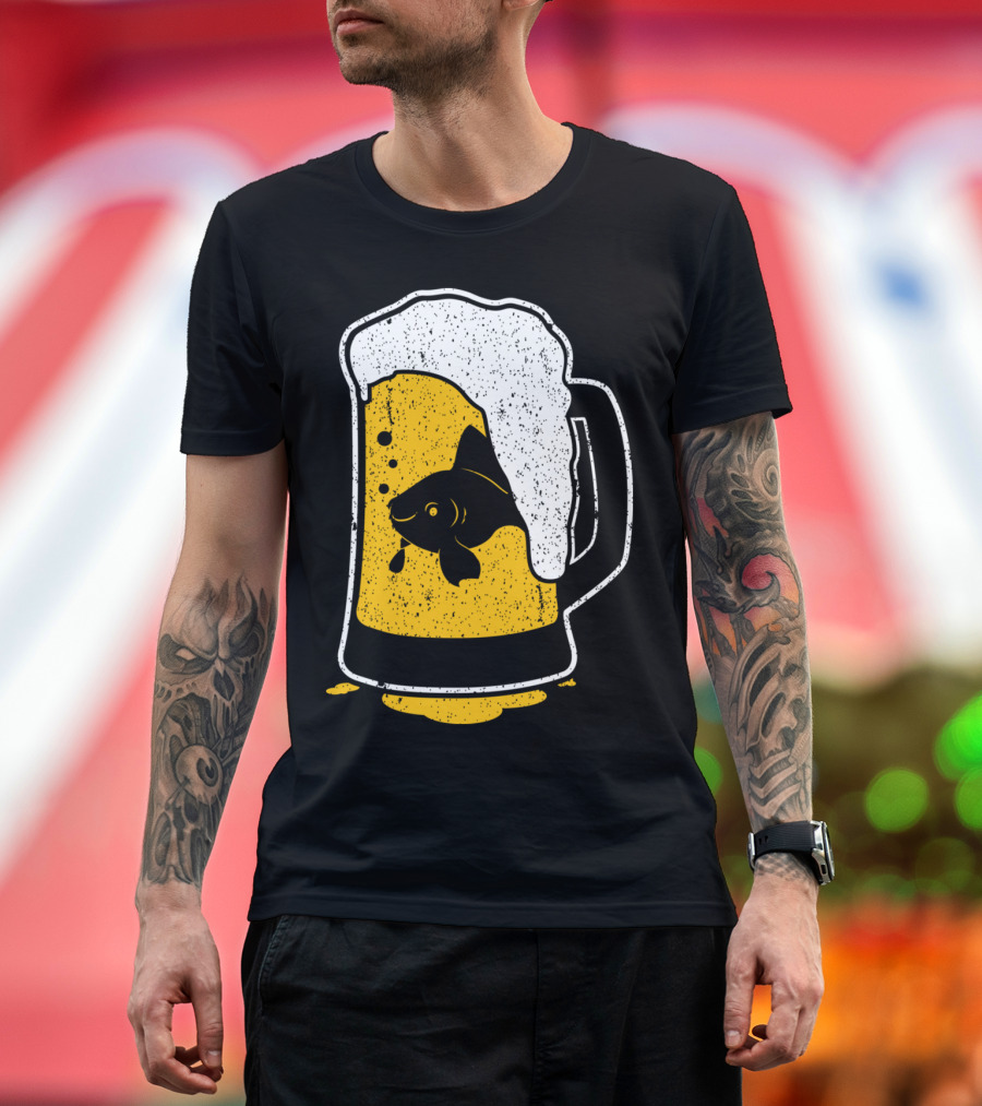 Drunk As A Fish Goldfish in Beer Mug T-Shirt