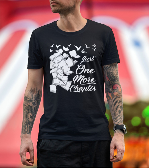 Premium T-Shirt: Just One More Chapter Books and Birds Flying Reading T-Shirt Just One More Chapter Books and Birds Flying Reading T-Shirt