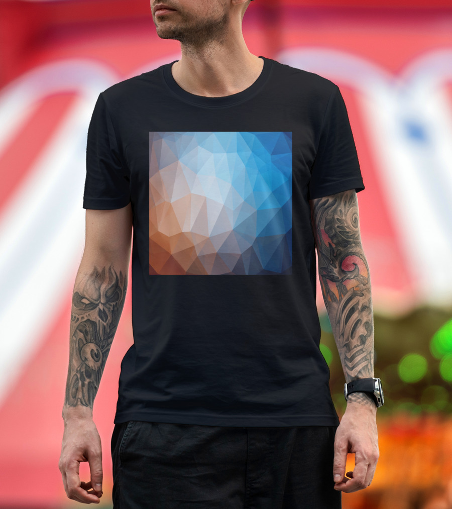 Polygon Geometric Abstract Blue Orange T-Shirt