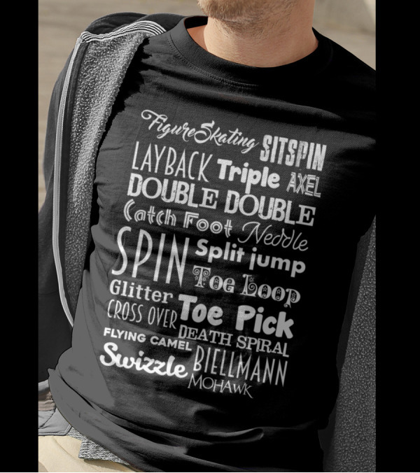 Figure Skating Sitspin Layback Triple Axel Double Toe Loop Jump Terminology Spin Biellmann Mohawk T-Shirt