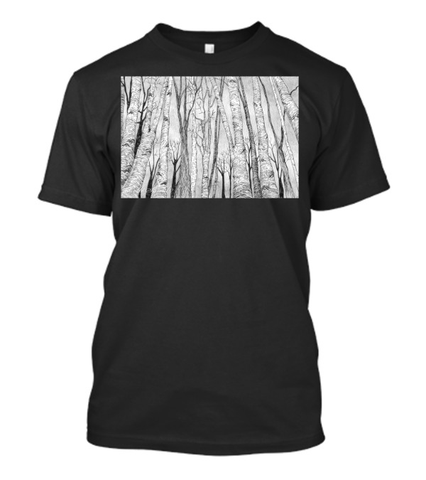 Clouded Forest Birch Trees By Bore T-Shirt