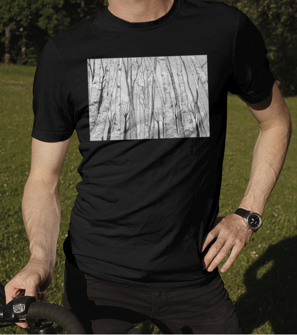 Clouded Forest Birch Trees By Bore T-Shirt