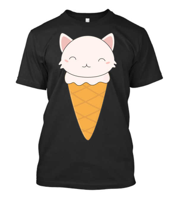 Kawaii Cat Ice Cream Cone Delight T-Shirt