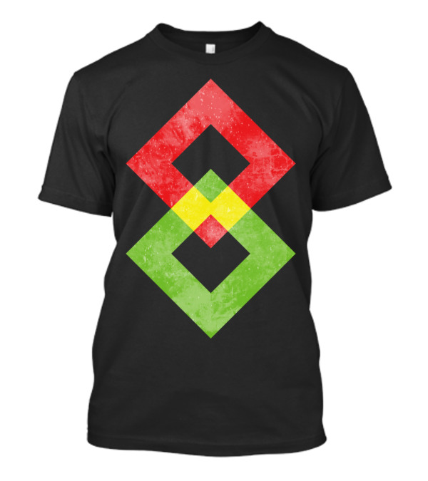 Red Green Modern Yin And Yang Geometric T-Shirt