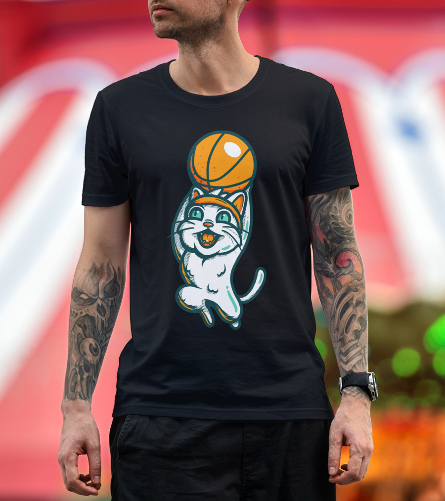 Cat Basketball Dunking Fun T-Shirt