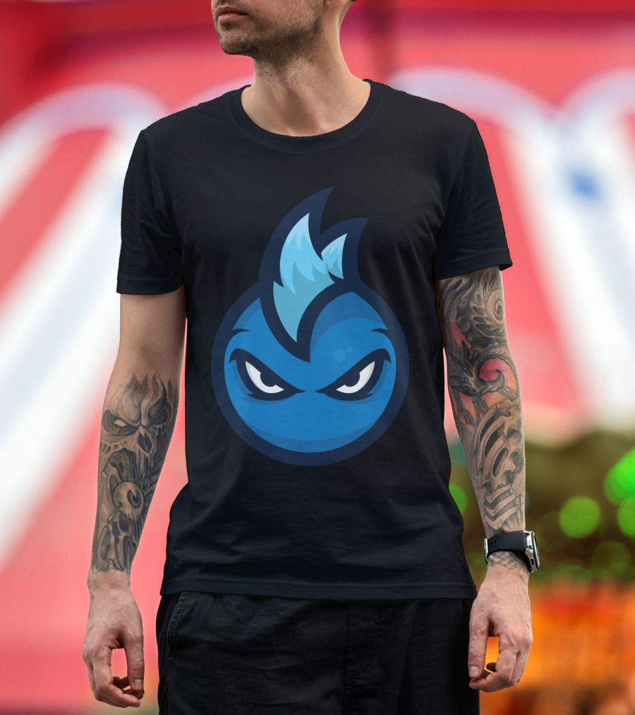 Mohawk Man Brand Only Blue Face with Intense Eyes T-Shirt