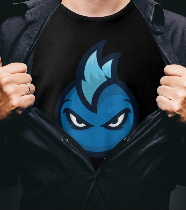 Mohawk Man Brand Only Blue Face With Intense Eyes T-Shirt