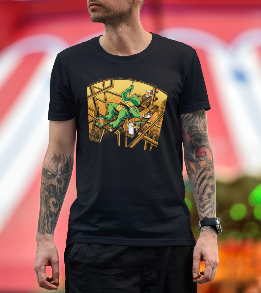 Michelangelo Ninja Turtle Painting Sewer Ceiling T-Shirt
