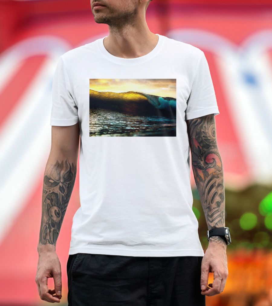 Dusk Waves Art Print Ocean Sunset Reflection T-Shirt