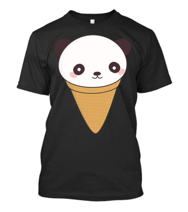 Kawaii Panda Ice Cream Cone Face T-Shirt