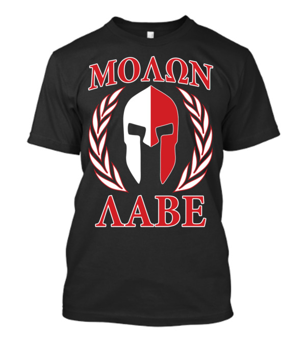 Molon Labe Spartan Helmet Red Laurel Wreath T-Shirt