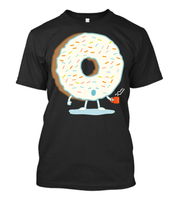 The Sleepy Donut With Coffee Mug And Colorful Sprinkles T-Shirt