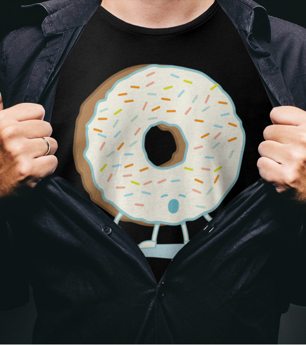 The Sleepy Donut With Coffee Mug And Colorful Sprinkles T-Shirt