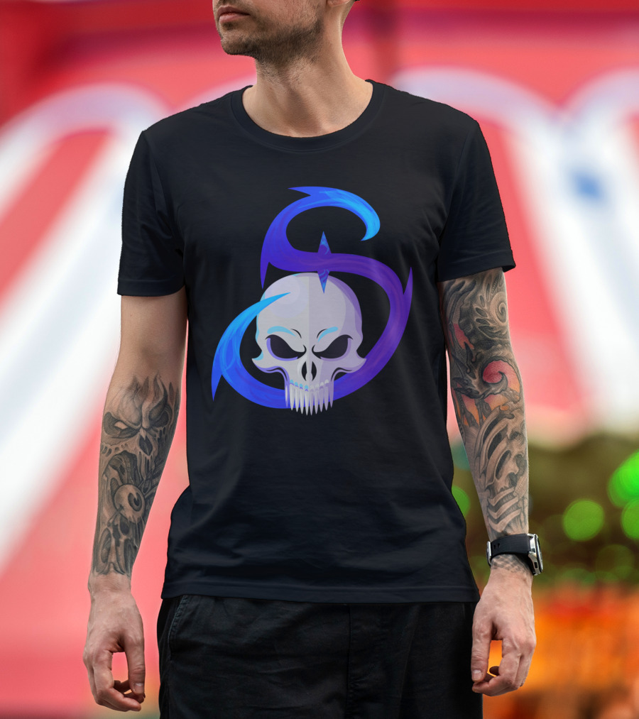 AFS Smokes Stic Skull with Blue and Purple Swirl T-Shirt