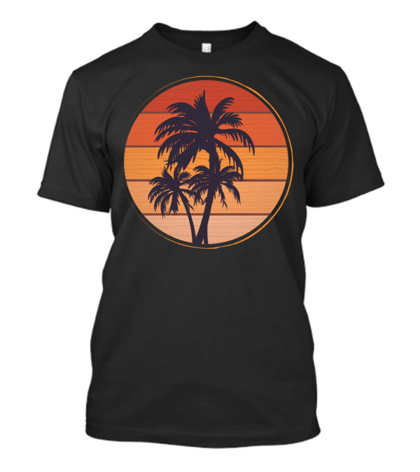 Coconuts Tree Sunset Palm Circle T-Shirt