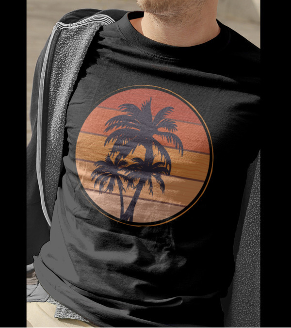 Coconuts Tree Sunset Palm Circle T-Shirt