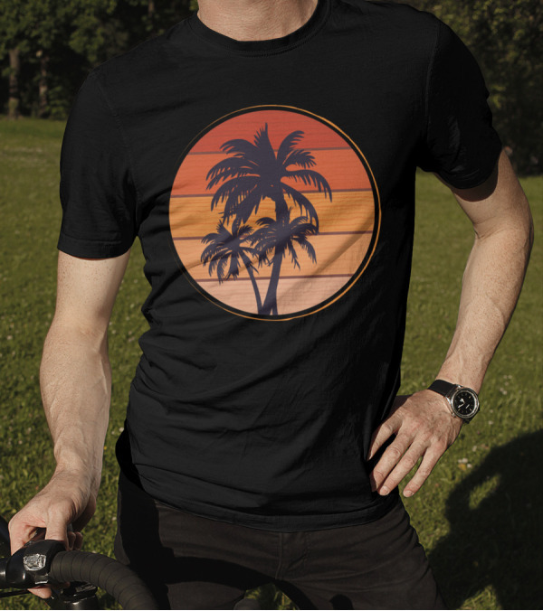 Coconuts Tree Sunset Palm Circle T-Shirt
