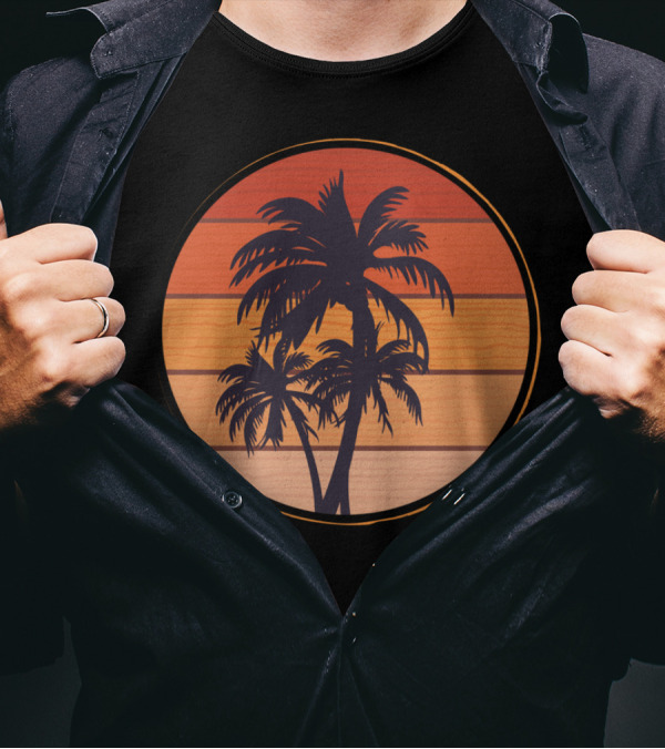 Coconuts Tree Sunset Palm Circle T-Shirt