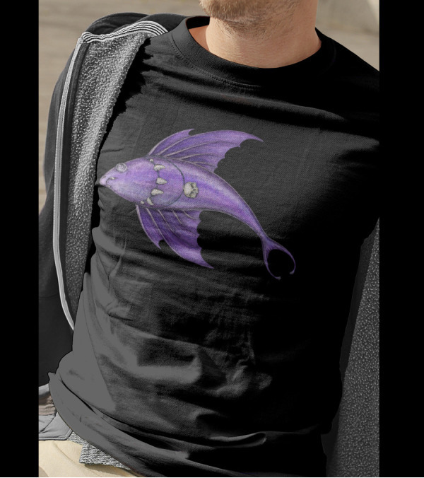 The Vampire Fish Purple With Fangs And Skull Details T-Shirt