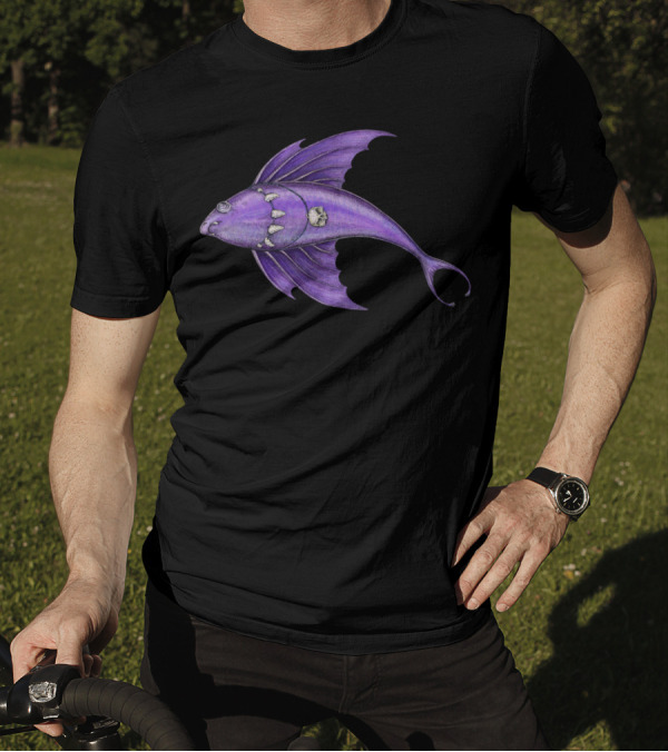 The Vampire Fish Purple With Fangs And Skull Details T-Shirt