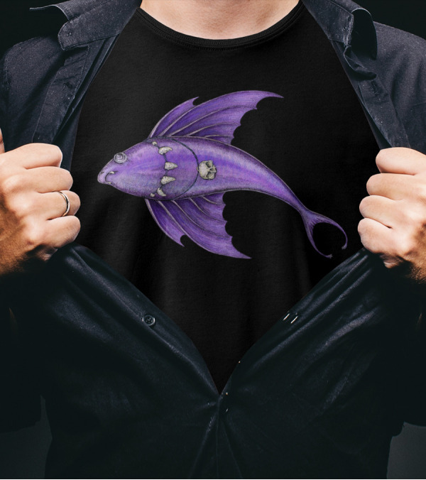 The Vampire Fish Purple With Fangs And Skull Details T-Shirt