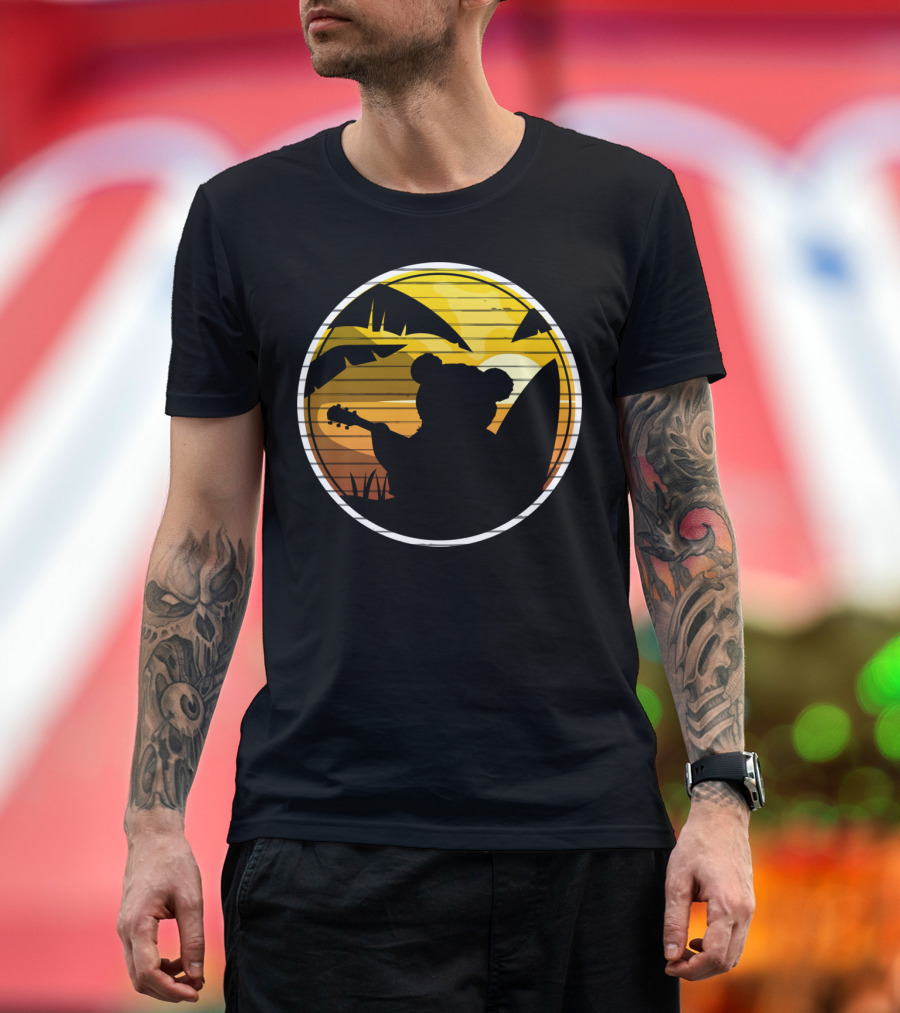 Good Vibes Music Surf Bear Sunset Tropical T-Shirt