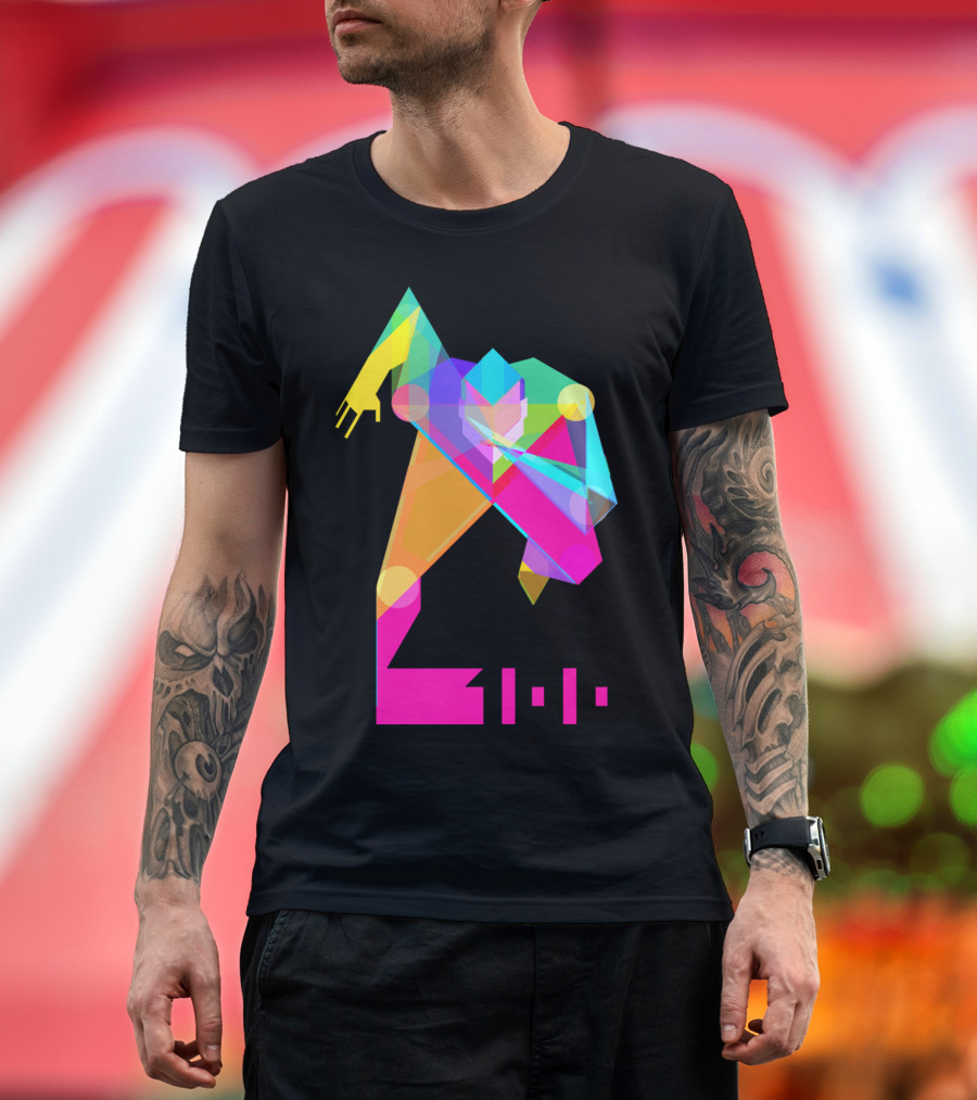 100m Sprint Geometric Runner Vibrant Colors T-Shirt