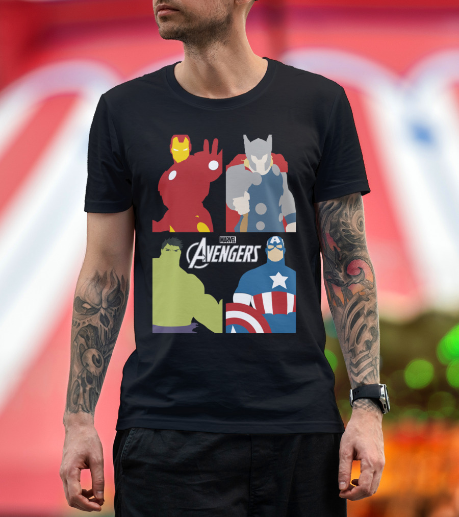 Marvel Avengers Minimal Heroes Iron Man Thor Hulk Captain America T-Shirt