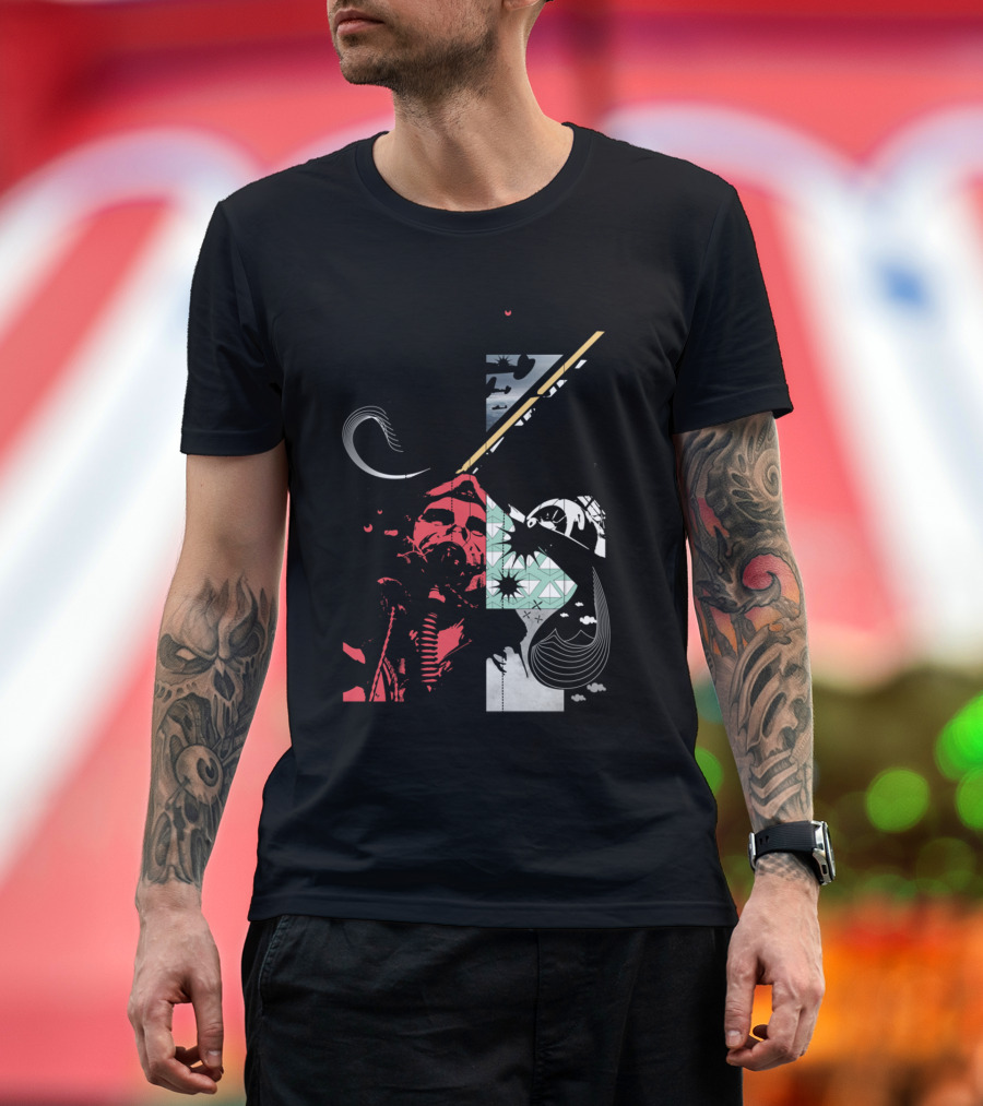 Aviator Gas Mask Pilot with Birds and Geometric T-Shirt