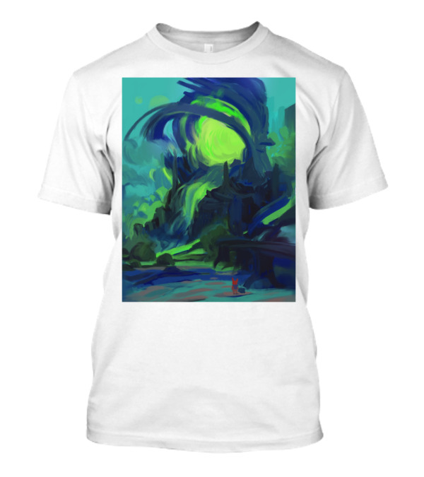 Kit The Red Rabbit Neon Portal Surreal Cosmic Landscape Adventure T-Shirt