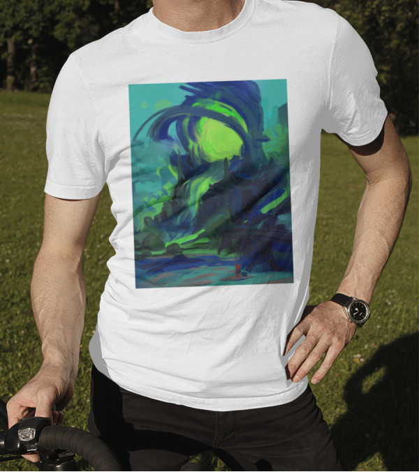 Kit The Red Rabbit Neon Portal Surreal Cosmic Landscape Adventure T-Shirt