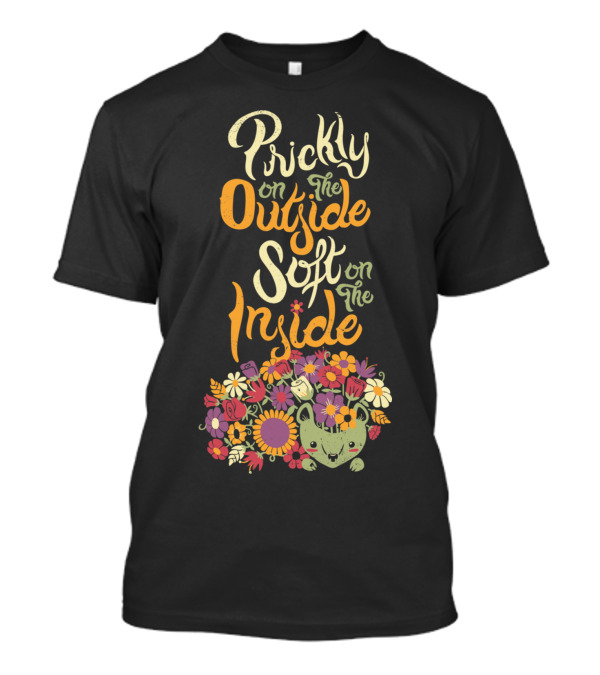 Prickly On The Outside Soft On The Inside Floral Hedgehog T-Shirt
