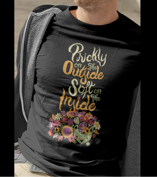 Prickly On The Outside Soft On The Inside Floral Hedgehog T-Shirt